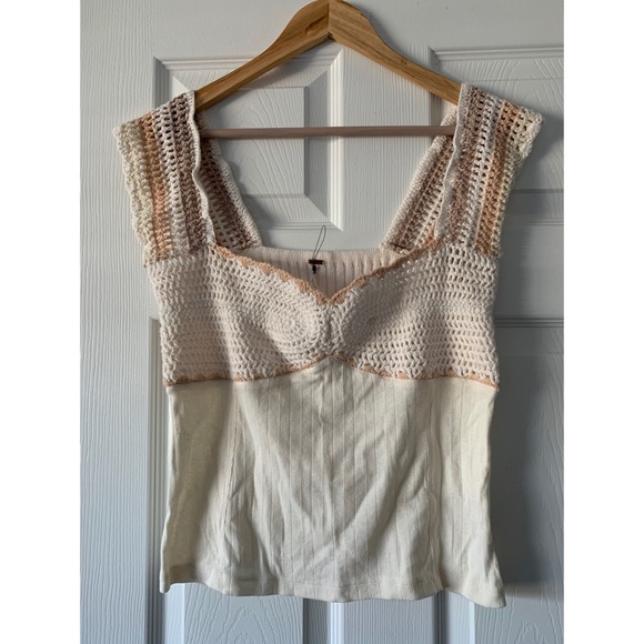 Free People crochet top Sz L - Picture 1 of 5